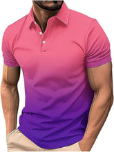 Mens Collared Polo Shirts gradation colors Tops