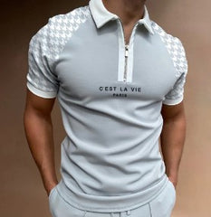 Mens Collared Polo Shirts Zipper Tops