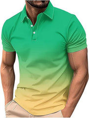Mens Collared Polo Shirts gradation colors Tops