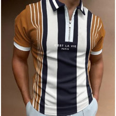 Mens Collared Polo Shirts Zipper Tops
