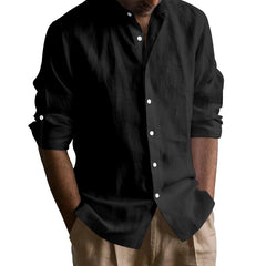 Mens T-Shirts Cotton Hawaiian Dry Feeling Long Sleeve Cardigan Polo T-shirts