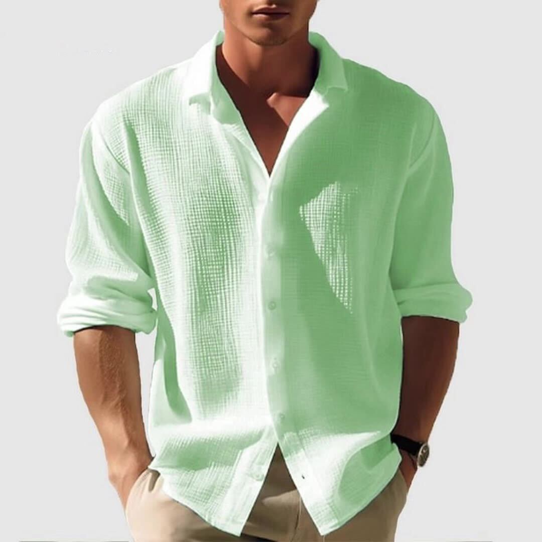 Mens T-Shirts Skin friendly Waffle long Sleeve For Street wear