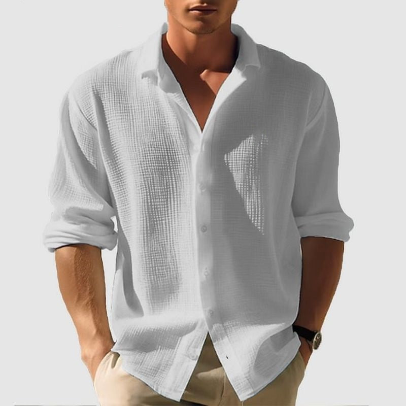 Mens T-Shirts Skin friendly Waffle long Sleeve For Street wear