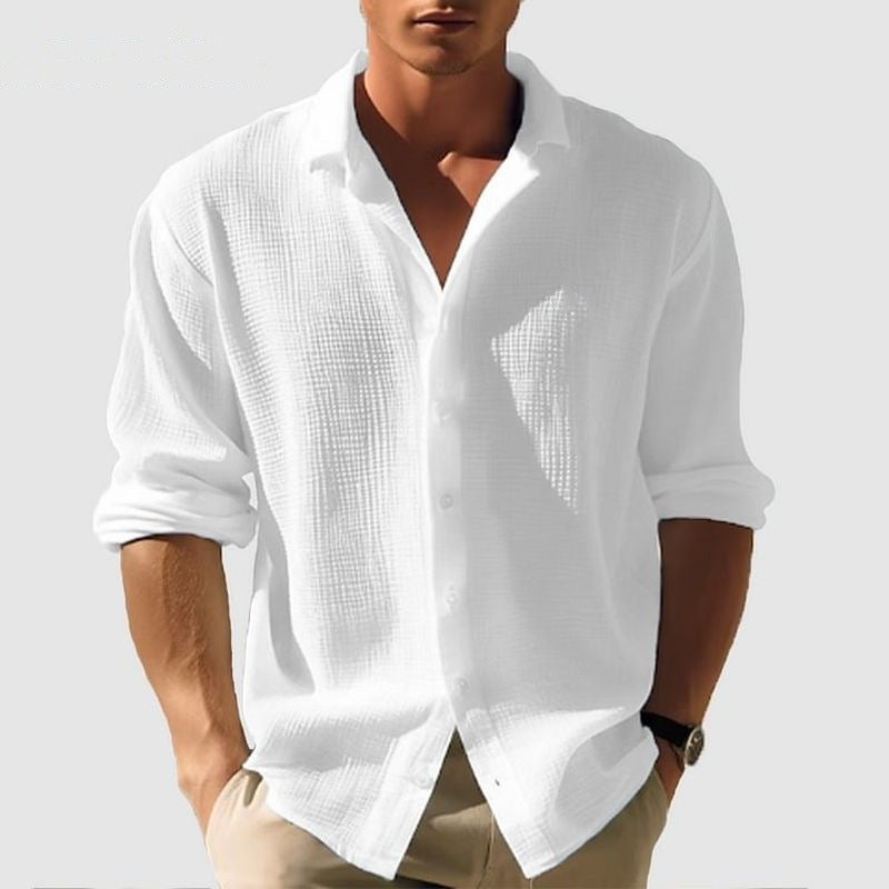 Mens T-Shirts Skin friendly Waffle long Sleeve For Street wear