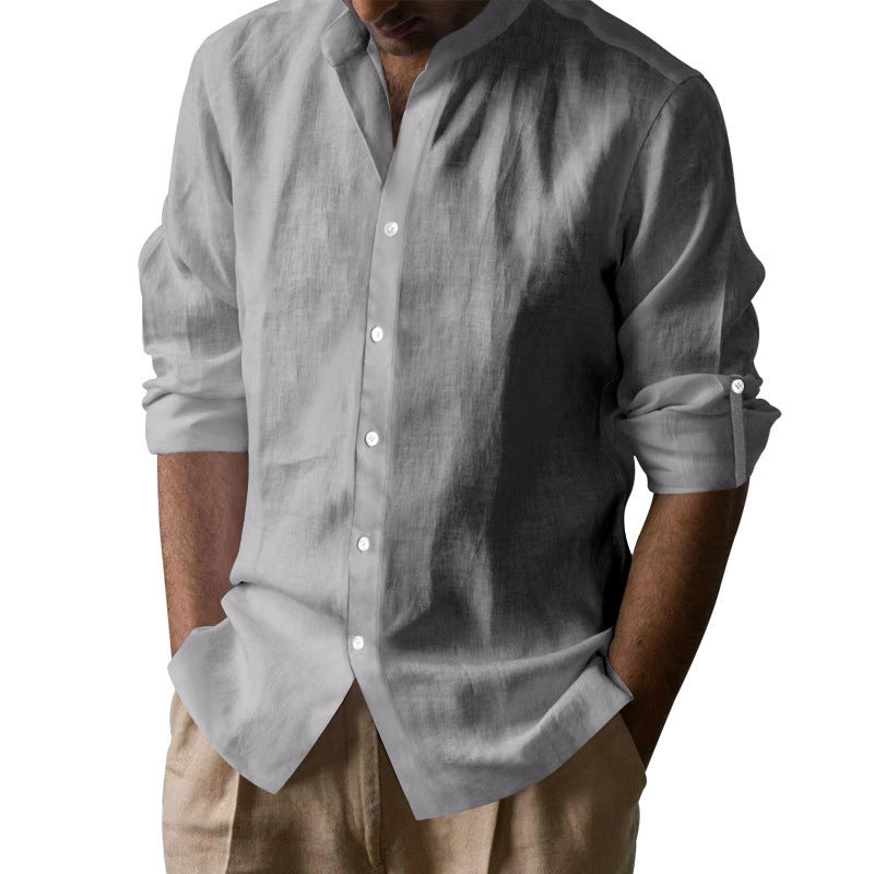 Mens T-Shirts Cotton Hawaiian Dry Feeling Long Sleeve Cardigan Polo T-shirts