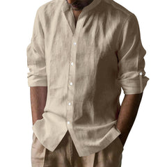Mens T-Shirts Cotton Hawaiian Dry Feeling Long Sleeve Cardigan Polo T-shirts