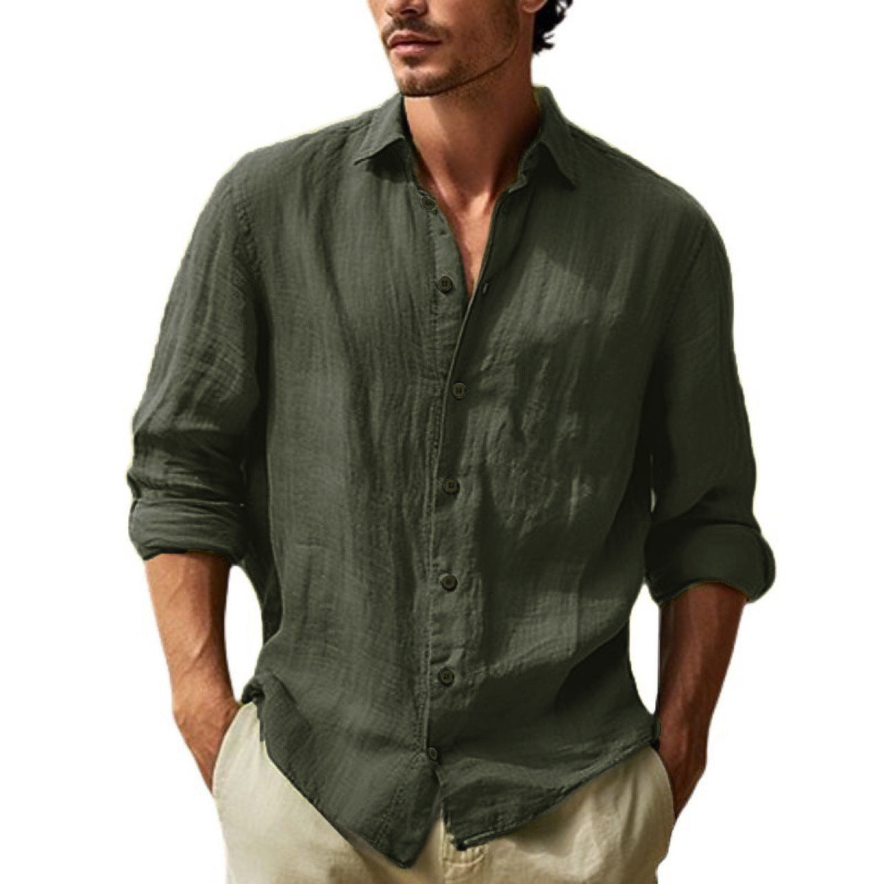 Mens T-Shirts Button Up Long Sleeve For Casual Daily Wear