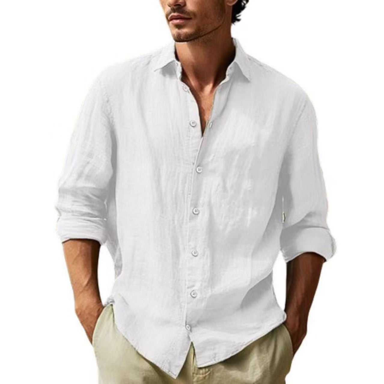 Mens T-Shirts Button Up Long Sleeve For Casual Daily Wear