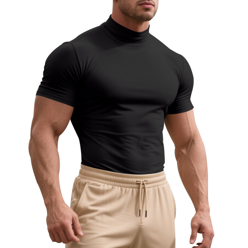 Mens Pullover T-Shirts Solid color Turtle Tops