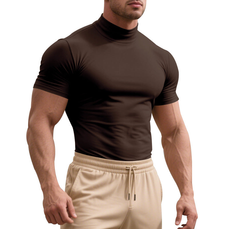 Mens Pullover T-Shirts Solid color Turtle Tops