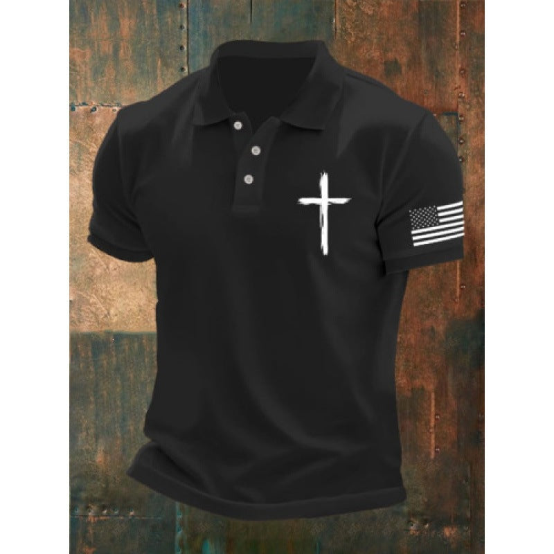 Mens Collared Polo Shirts the Old Glory the stars and stripes Tops