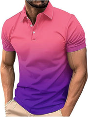 Mens Collared Polo Shirts gradation colors Tops
