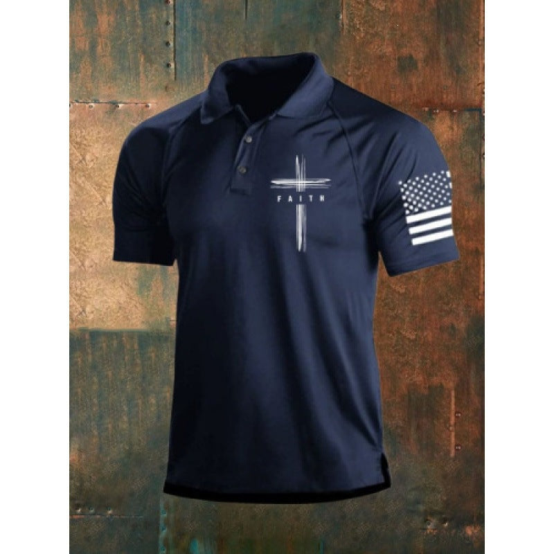 Mens Collared Polo Shirts the Old Glory the stars and stripes Tops