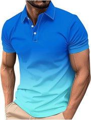 Mens Collared Polo Shirts gradation colors Tops
