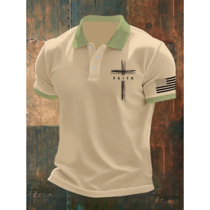 Mens Collared Polo Shirts the Old Glory the stars and stripes Tops