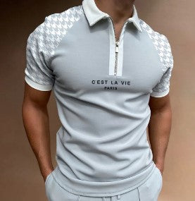 Mens Collared Polo Shirts Zipper Tops