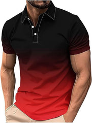Mens Collared Polo Shirts gradation colors Tops