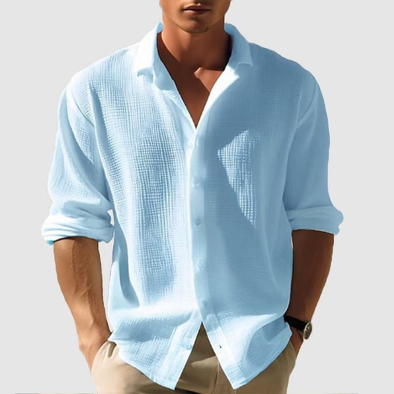 Mens T-Shirts Skin friendly Waffle long Sleeve For Street wear
