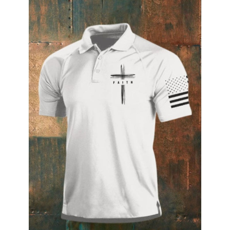 Mens Collared Polo Shirts the Old Glory the stars and stripes Tops