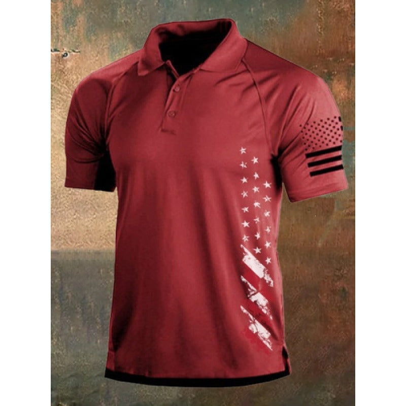 Mens Collared Polo Shirts the Old Glory the stars and stripes Tops