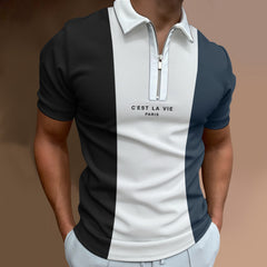 Mens Collared Polo Shirts Zipper Tops
