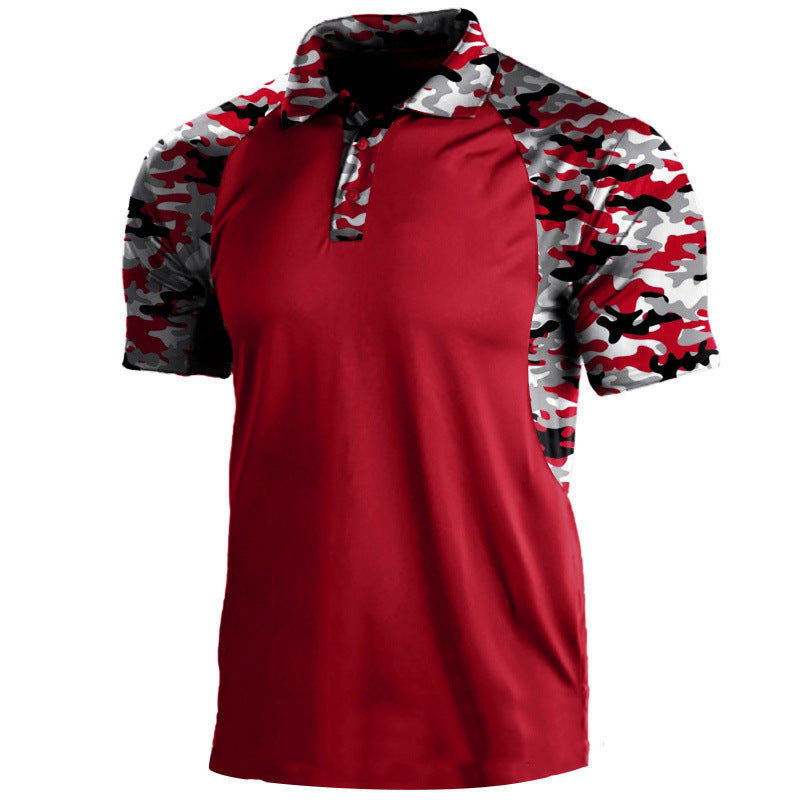 Mens Collared Polo Shirts Camouflage Tops