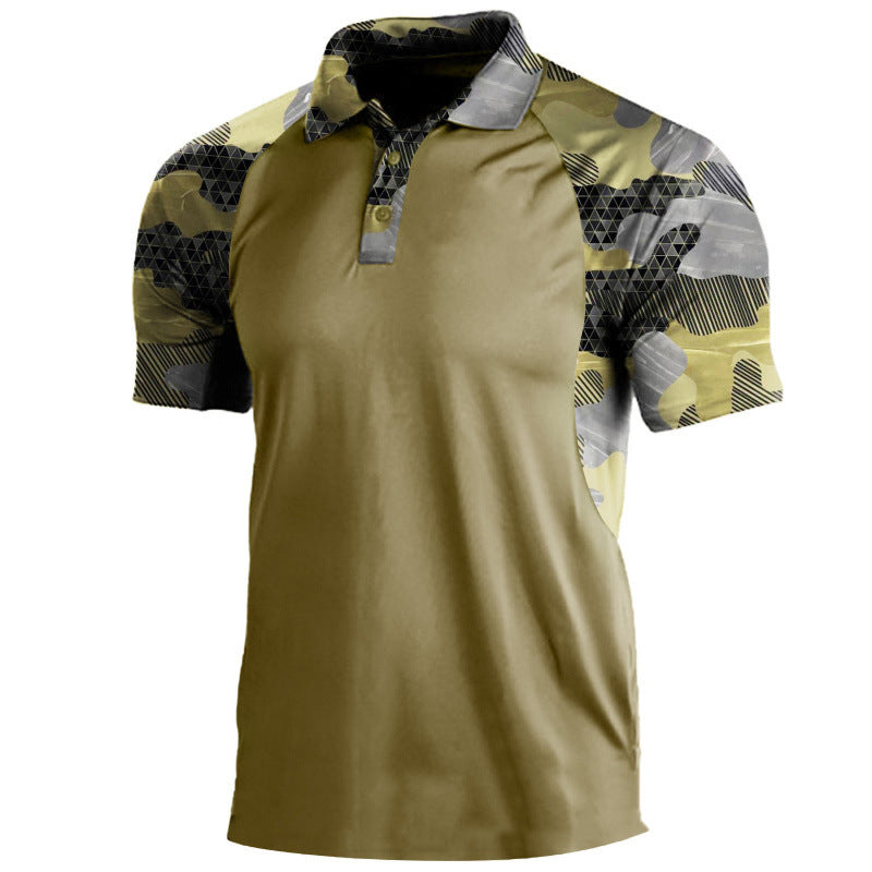 Mens Collared Polo Shirts Camouflage Tops