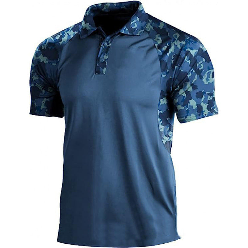 Mens Collared Polo Shirts Camouflage Tops