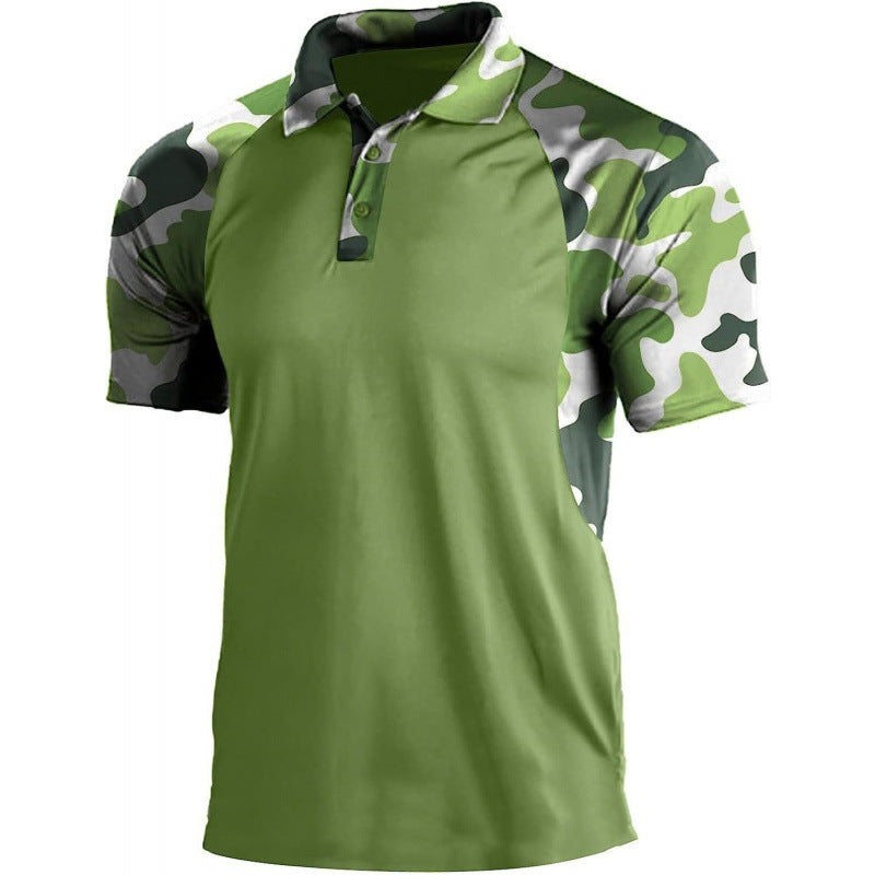 Mens Collared Polo Shirts Camouflage Tops