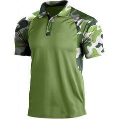 Mens Collared Polo Shirts Camouflage Tops